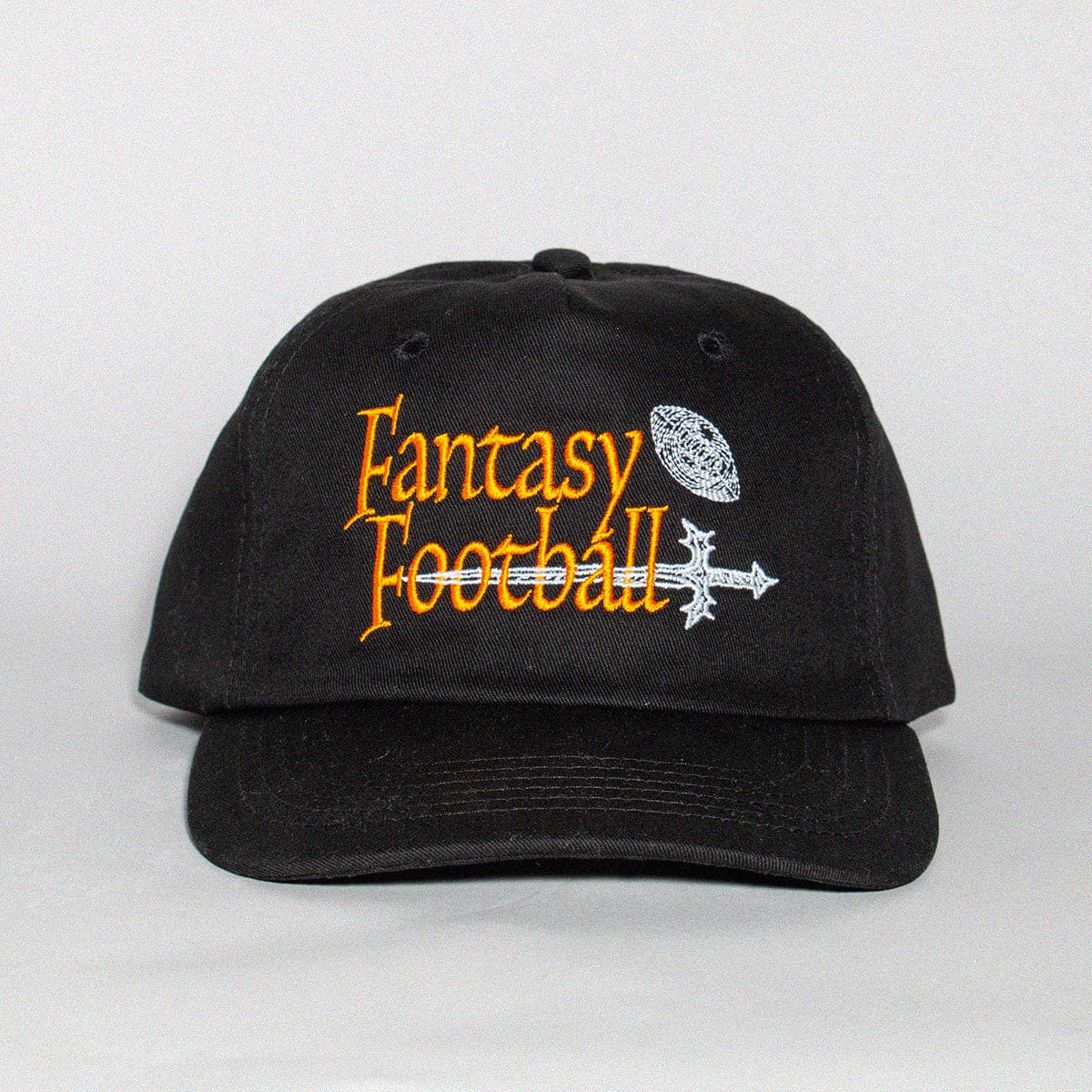 Fantasy Football Hat, black snapback with orange medieval Fantasy Football lettering