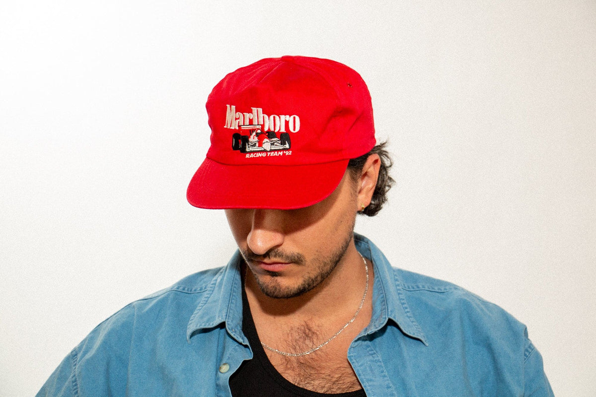 Man wearing the vintage Marlboro Racing Team snapback